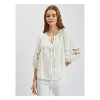 Orsay White Lady's Blouse with Lace - Women