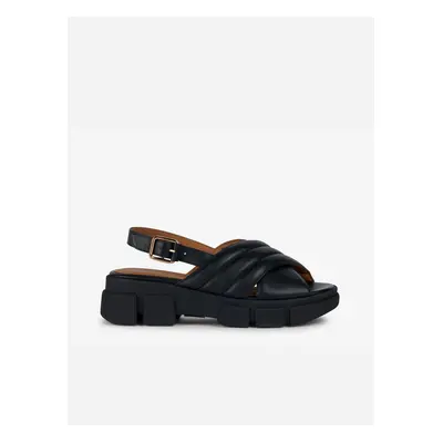 Black women's leather platform sandals Geox - Women