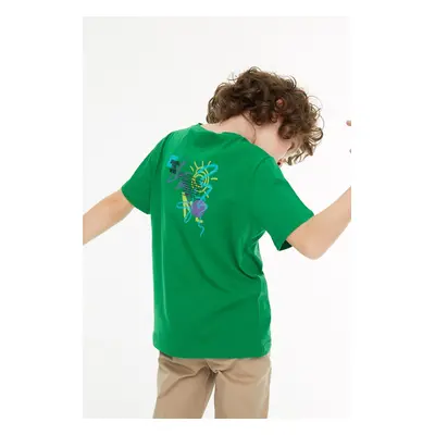 Trendyol Green Boy Back Printed Crew Neck Short Sleeve Knitted T-Shirt