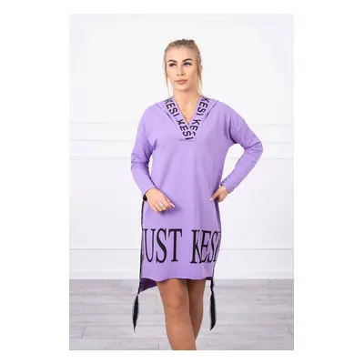 Hooded dress with purple print