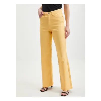 Women's Yellow Wide Jeans Pieces Peggy - Women's