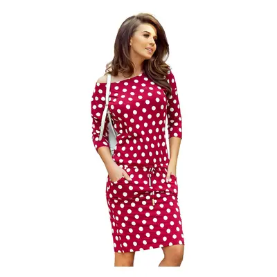 Numoco polka dot sports dress with ties and pockets