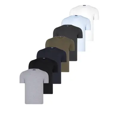 SET OF SEVEN T8569 DEWBERRY BICYCLE COLLAR T-SHIRT-BLACK-WHITE-NAVY-ANTHRACITE-BLUE-KHAKI-GREY