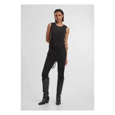 Women's Long Tech Mesh Jumpsuit in Black