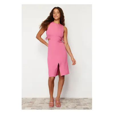 Trendyol Fuchsia Fitted Cut Out Detailed Sleeveless Midi Pencil Skirt Woven Dress