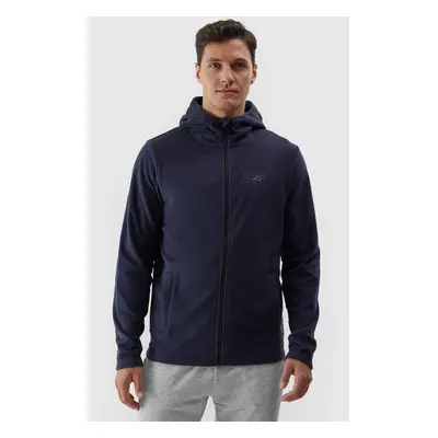 Men's regular fleece with 4F hood - navy blue