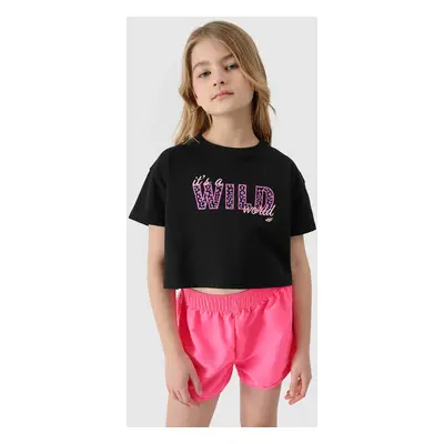 Girls' crop top 4F - black