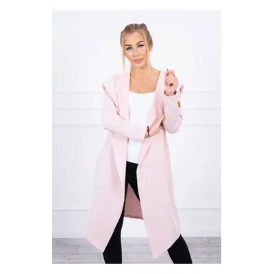 Long hooded cardigan light powder pink