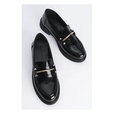 Marjin Women's Loafers Loafers Casual Buckle Sneakers Forye, Black.