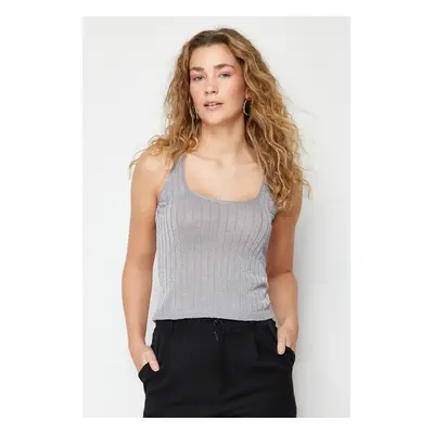 Trendyol Gray Silvery Thread Knitwear Blouse