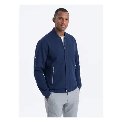 Ombre Men's unbuttoned bomber sweatshirt - dark blue