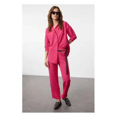 Trendyol Fuchsia Relaxed Cut Knitted Shirt and TrousersTop-Bottom Set