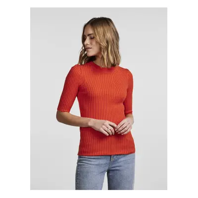 Women's Red Ribbed Light Sweater Pieces Crista - Women