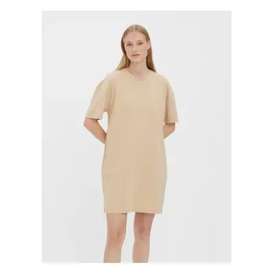 Beige short basic dress with pockets VERO MODA Nella - Women