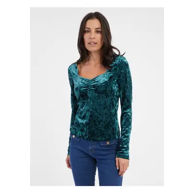 Orsay Women's Petrol Velvet Top - Women's