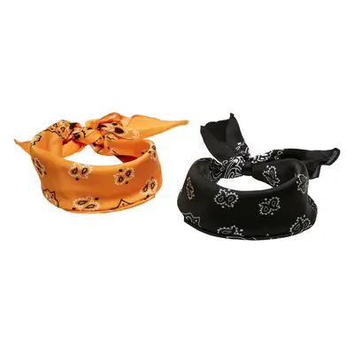 Satin scarf 2-pack black/orange