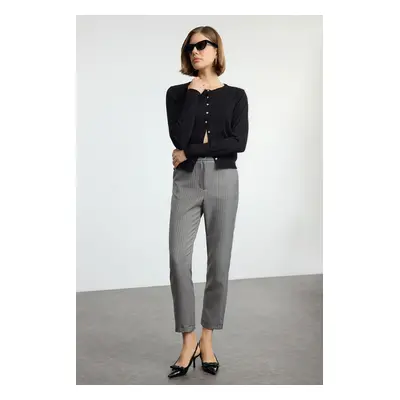 Trendyol Gray Plaid Cigaratte Woven Trousers