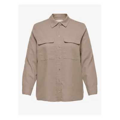 Beige ladies linen shirt ONLY CARMAKOMA Caro - Ladies