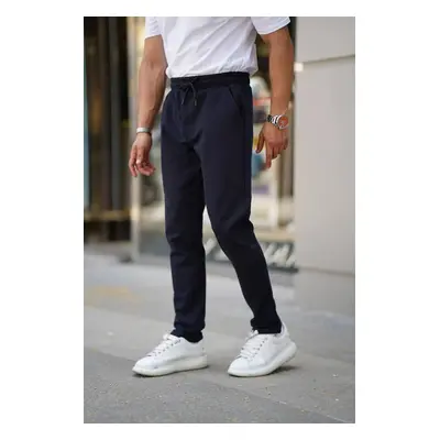 28229 Dewberry Elastic Lace Mens Jogger Pants-NAVY BLUE