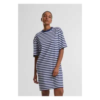 Women's striped dress oversized white/navy blue