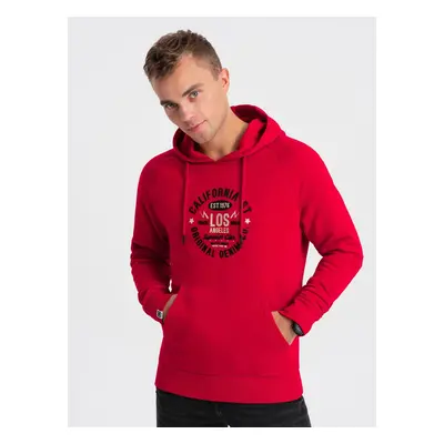 Ombre Men's printed kangaroo sweatshirt - red