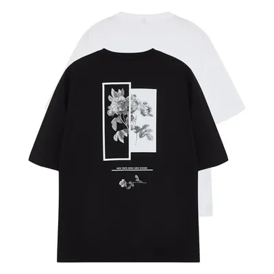 Trendyol 2-Pack Black and White Oversize/Wide-Fit T-shirt