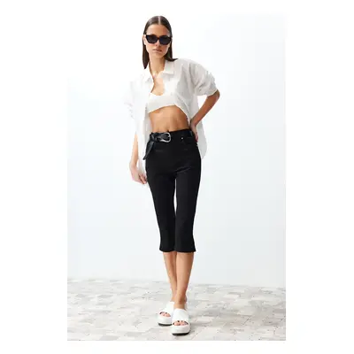 Trendyol Black High Waist Slim Fit Capri Jean