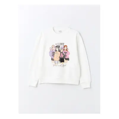 LC Waikiki Crew Neck Printed Long Sleeve Girl's Sweatshirt