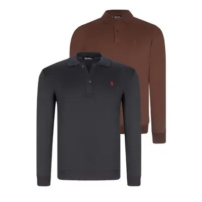 DOUBLE SET V4007 DEWBERRY MEN'S SWEATSHIRT-NAVY-BROWN