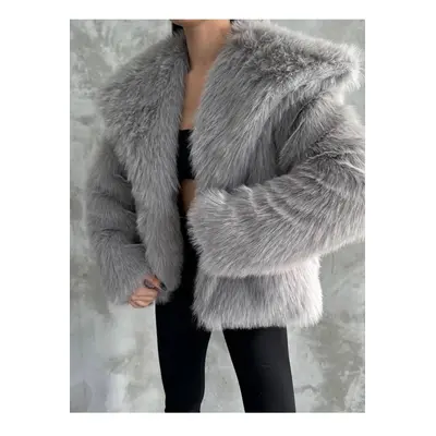 27505 Dewberry Faux Fur Jacket-GREY