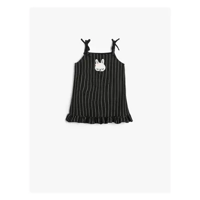 Koton Strappy Dress with Rabbit Applique and Pocket Detail