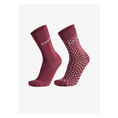 Set of two pairs of socks in replay burgundy - Men