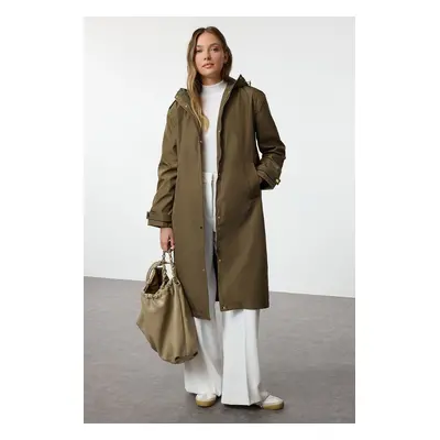 Trendyol Khaki Fitted Mold Long Raincoat & Windbreaker