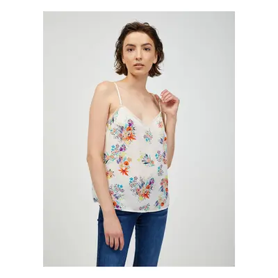 Beige floral tank top CAMAIEU - Women