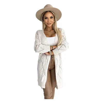 Women's cardigan with a longer back - beige