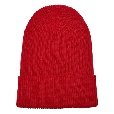 Ribbed knit cap made of recycled yarn red