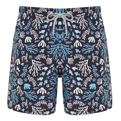 Trendyol Black Standard Size Coral Patterned Swim Shorts