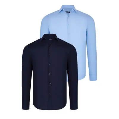 DUAL SET G726 DEWBERRY MENS SHIRTS-NAVY BLUE-BLUE