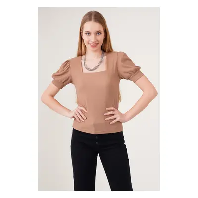 Bigdart Square Neck Knitted Blouse - B.brown