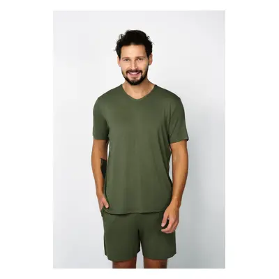 Men's Pyjamas Dallas, Short Sleeves, Shorts - Khaki