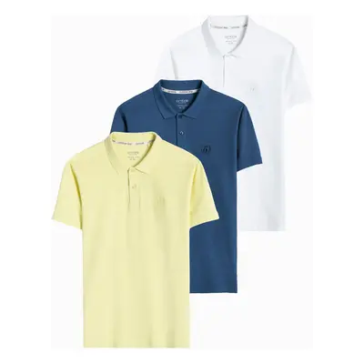 Ombre Set of men's pique knit polo shirts 3-pack