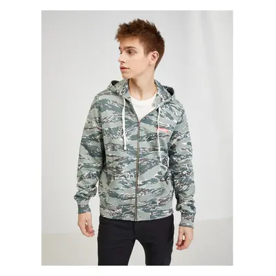 Green Men's Patterned Zippered Hoodie Diesel - Mens