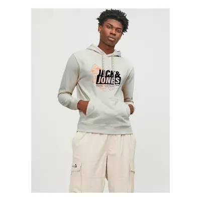 Men's Cream Hoodie Jack & Jones Map - Men's