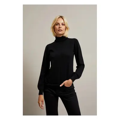 Plain black turtleneck sweater