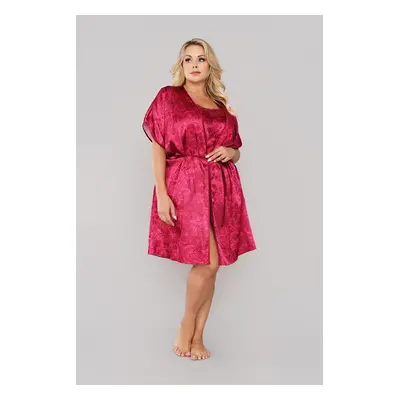 Women's dressing gown Impresja with short sleeves - burgundy