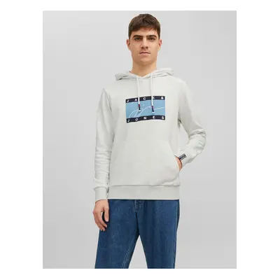 Light Grey Mens Lined Hoodie Jack & Jones Josh - Men