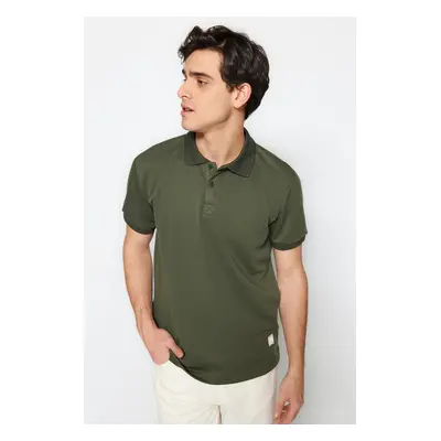 Trendyol Limited Edition Khaki Regular/Normal Fit rátétes vastag pique póló