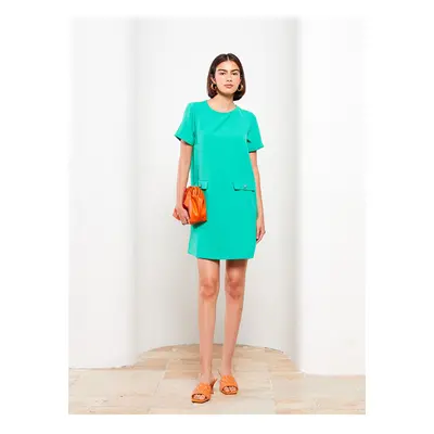 LC Waikiki Crew Neck Straight Short Sleeve Crepe Women's Dress