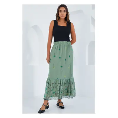 Bigdart Women's Çağla Patterned Chiffon Skirt