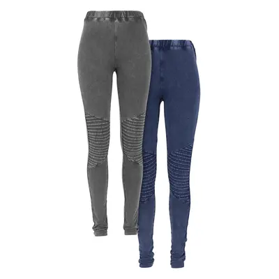 Women's Denim Jersey Leggings 2-Pack Dark Grey + Blue